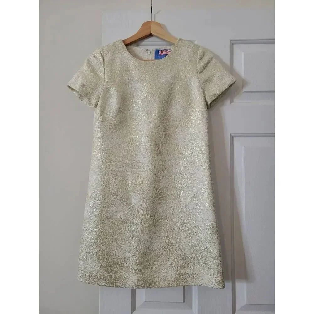 Alice Walk Gold Cream Mini Dress 0